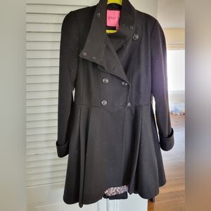 Betsy Johnson Hi-Lo Black Pea Coat s:10